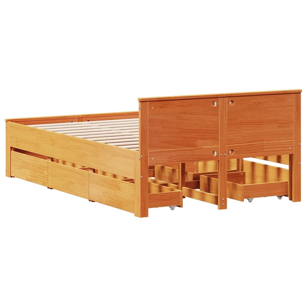 sengeramme m. sengegavl 135x190 cm uden madras massivt fyr brun