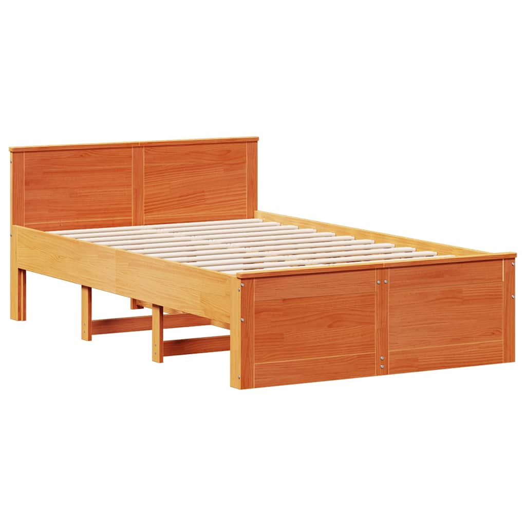 sengeramme m. sengegavl 135x190 cm uden madras massivt fyr brun