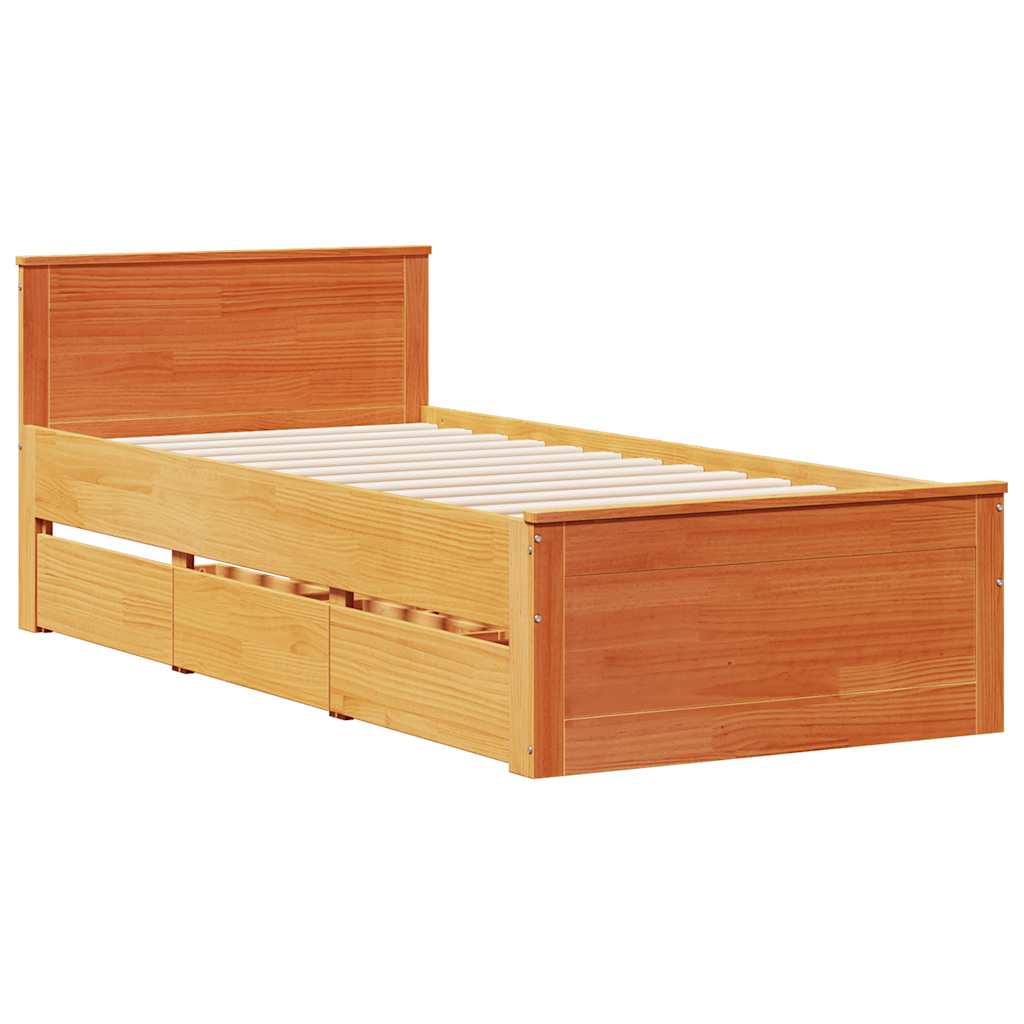 sengeramme m. sengegavl 90x190 cm uden madras massivt fyr brun