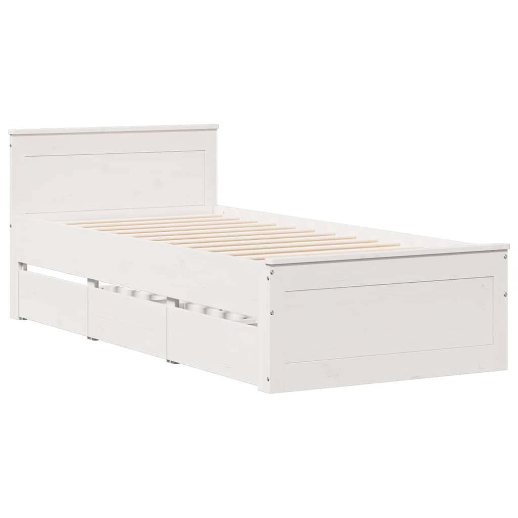 sengeramme m. sengegavl 75x190 cm uden madras massivt fyr hvid