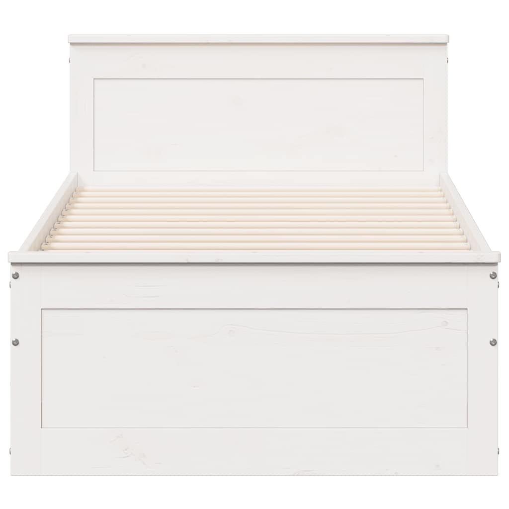 sengeramme m. sengegavl 75x190 cm uden madras massivt fyr hvid