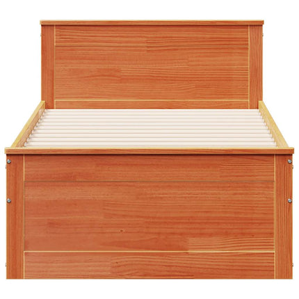 sengeramme m. sengegavl 75x190 cm uden madras massivt fyr brun