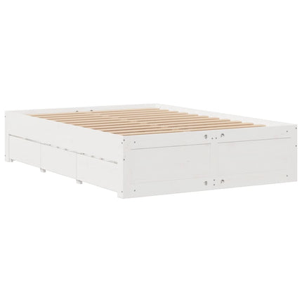 sengeramme m. skuffer 140x200 cm uden madras massivt fyr hvid
