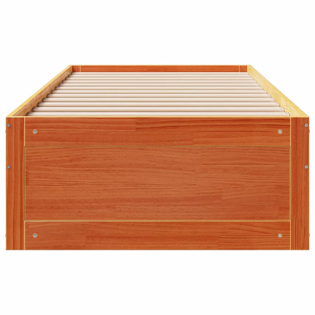 sengeramme m. skuffer 100x200 cm uden madras massivt fyr brun