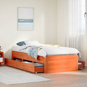 sengeramme m. skuffer 100x200 cm uden madras massivt fyr brun