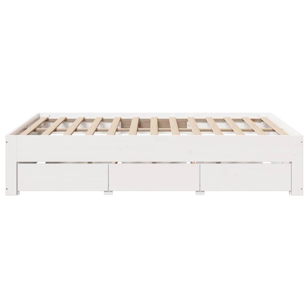 sengeramme m. skuffer 140x190 cm uden madras massivt fyr hvid