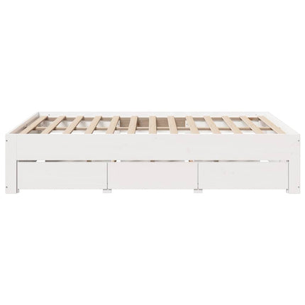 sengeramme m. skuffer 140x190 cm uden madras massivt fyr hvid