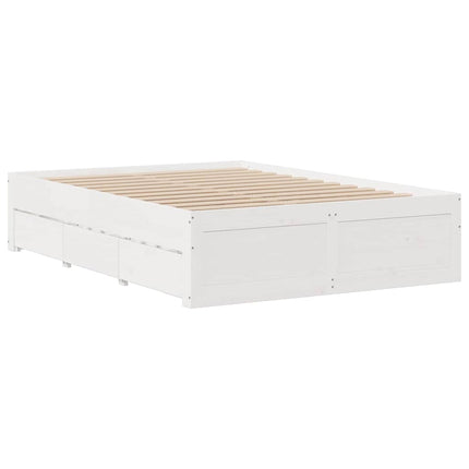 sengeramme m. skuffer 140x190 cm uden madras massivt fyr hvid