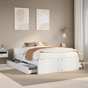 sengeramme m. skuffer 140x190 cm uden madras massivt fyr hvid