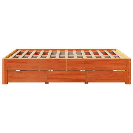 sengeramme m. skuffer 140x190 cm uden madras massivt fyr brun