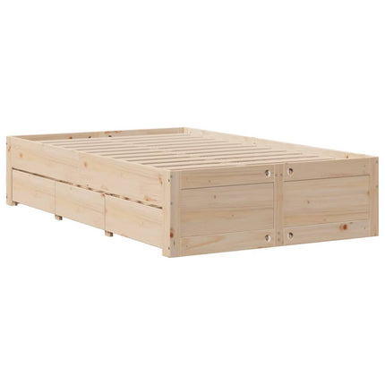 sengeramme m. skuffer 135x190 cm uden madras massivt fyr hvid