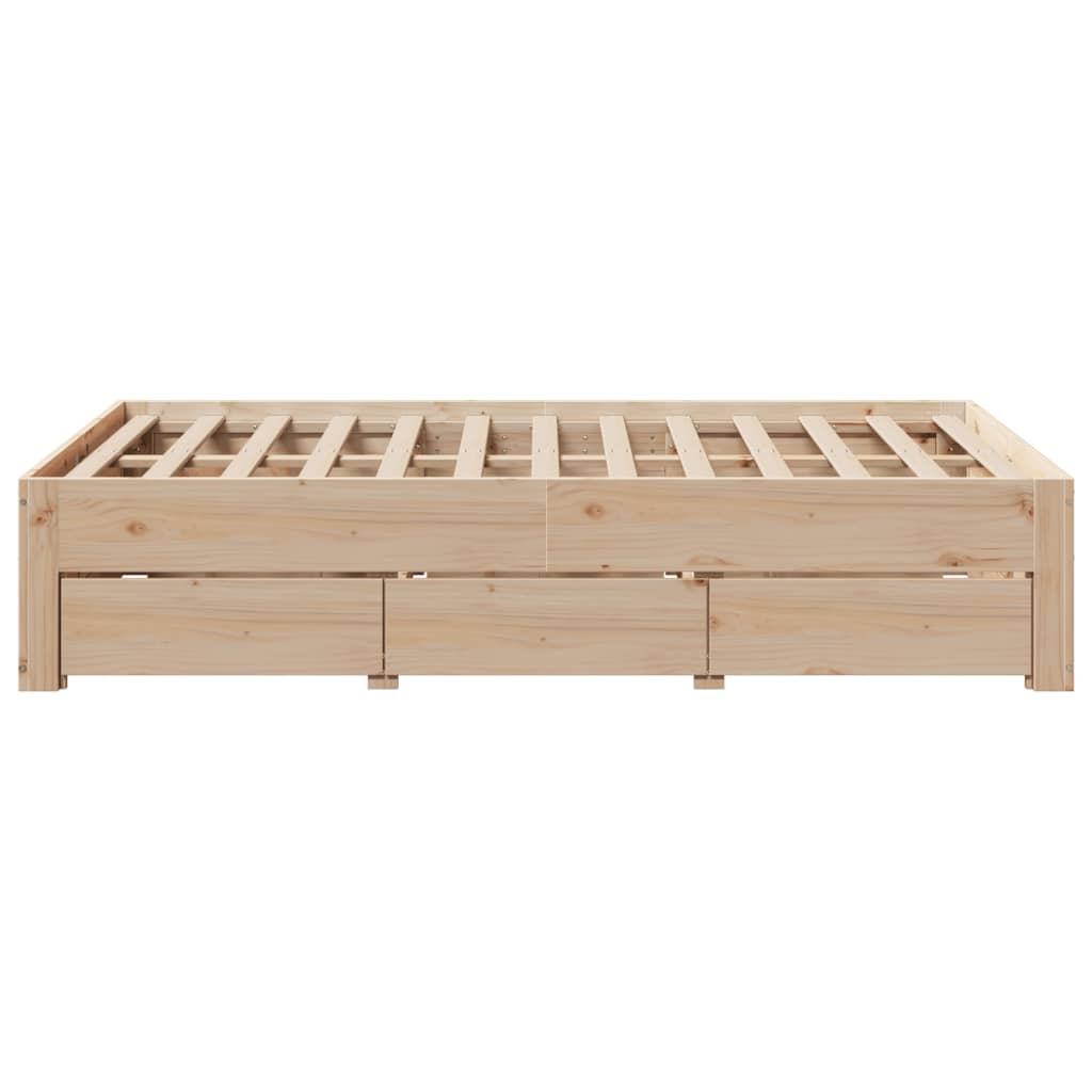 sengeramme m. skuffer 135x190 cm uden madras massivt fyr hvid