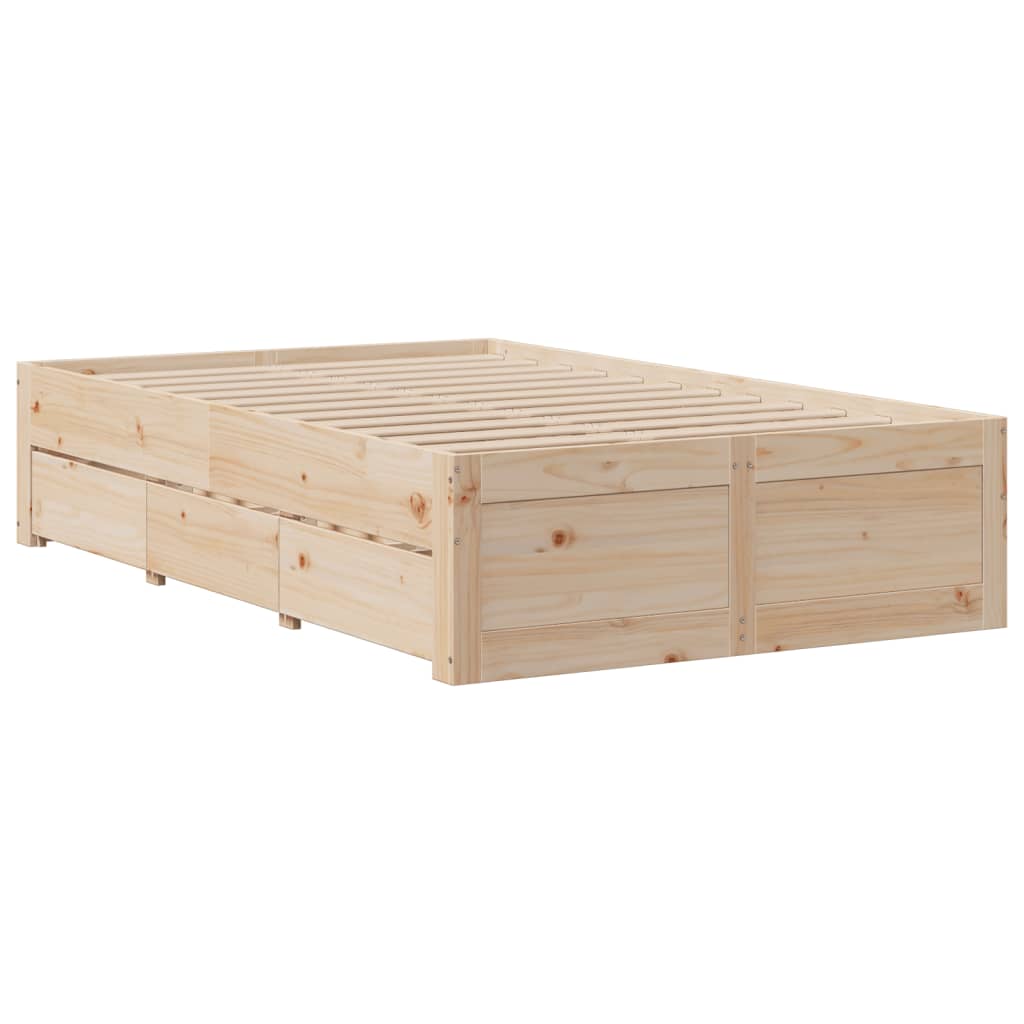 sengeramme m. skuffer 135x190 cm uden madras massivt fyr hvid