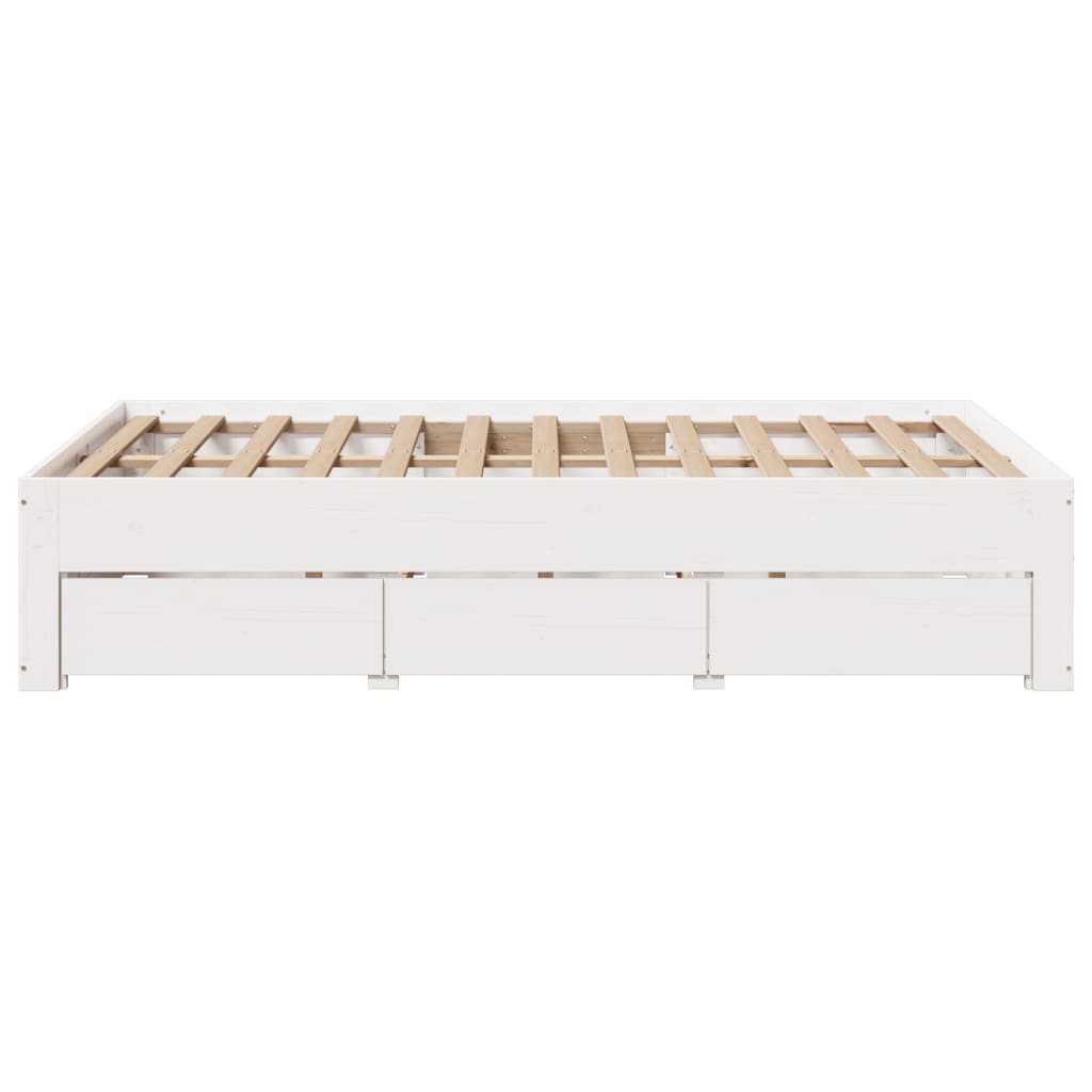 sengeramme m. skuffer 135x190 cm uden madras massivt fyr hvid