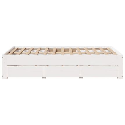 sengeramme m. skuffer 135x190 cm uden madras massivt fyr hvid
