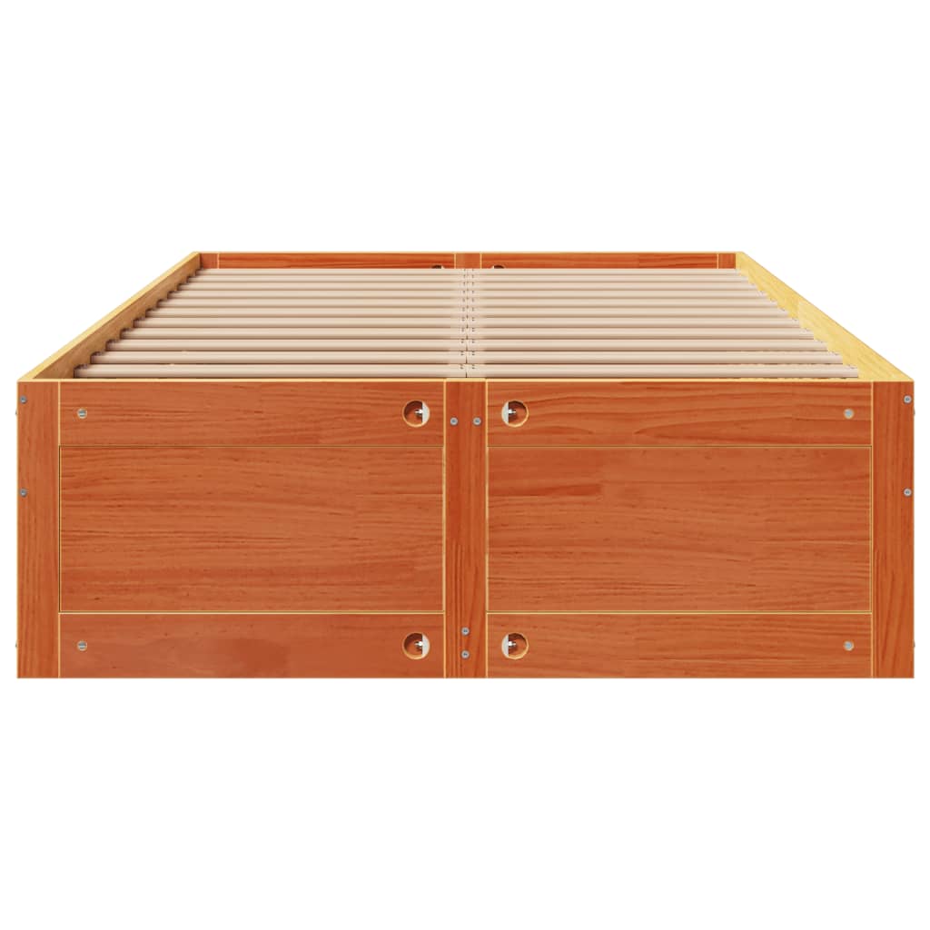 sengeramme m. skuffer 135x190 cm uden madras massivt fyr brun