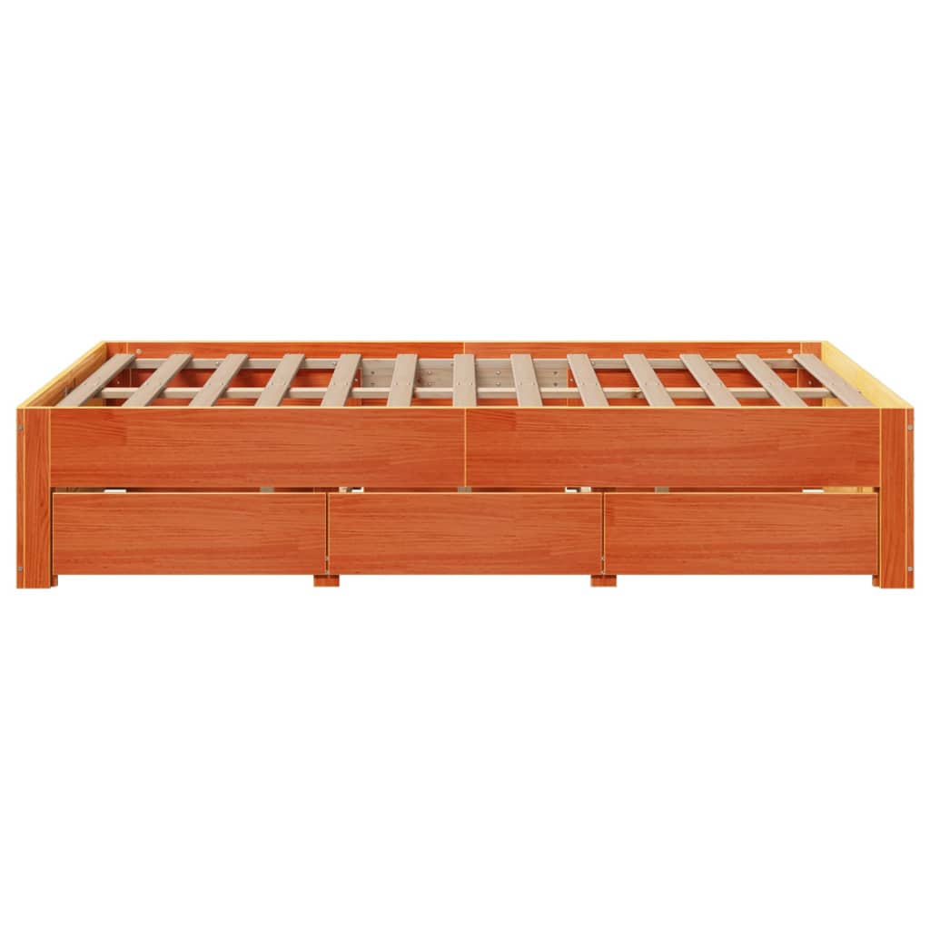 sengeramme m. skuffer 120x190 cm uden madras massivt fyr brun
