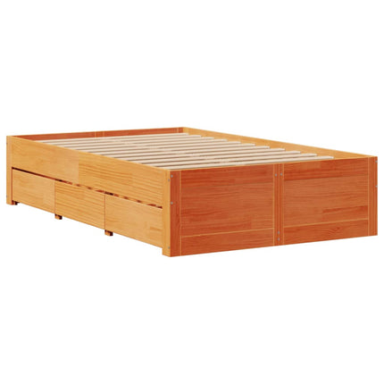 sengeramme m. skuffer 120x190 cm uden madras massivt fyr brun