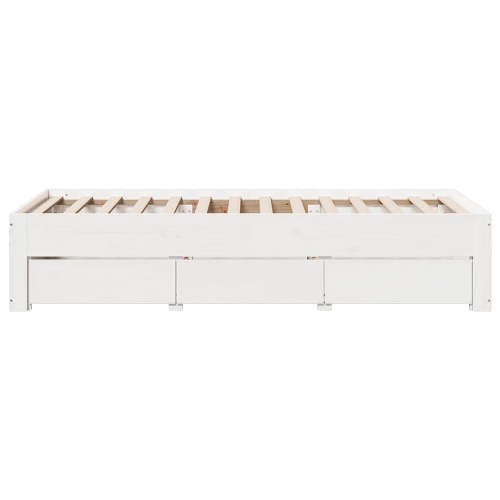 sengeramme m. skuffer 90x190 cm uden madras massivt fyr hvid