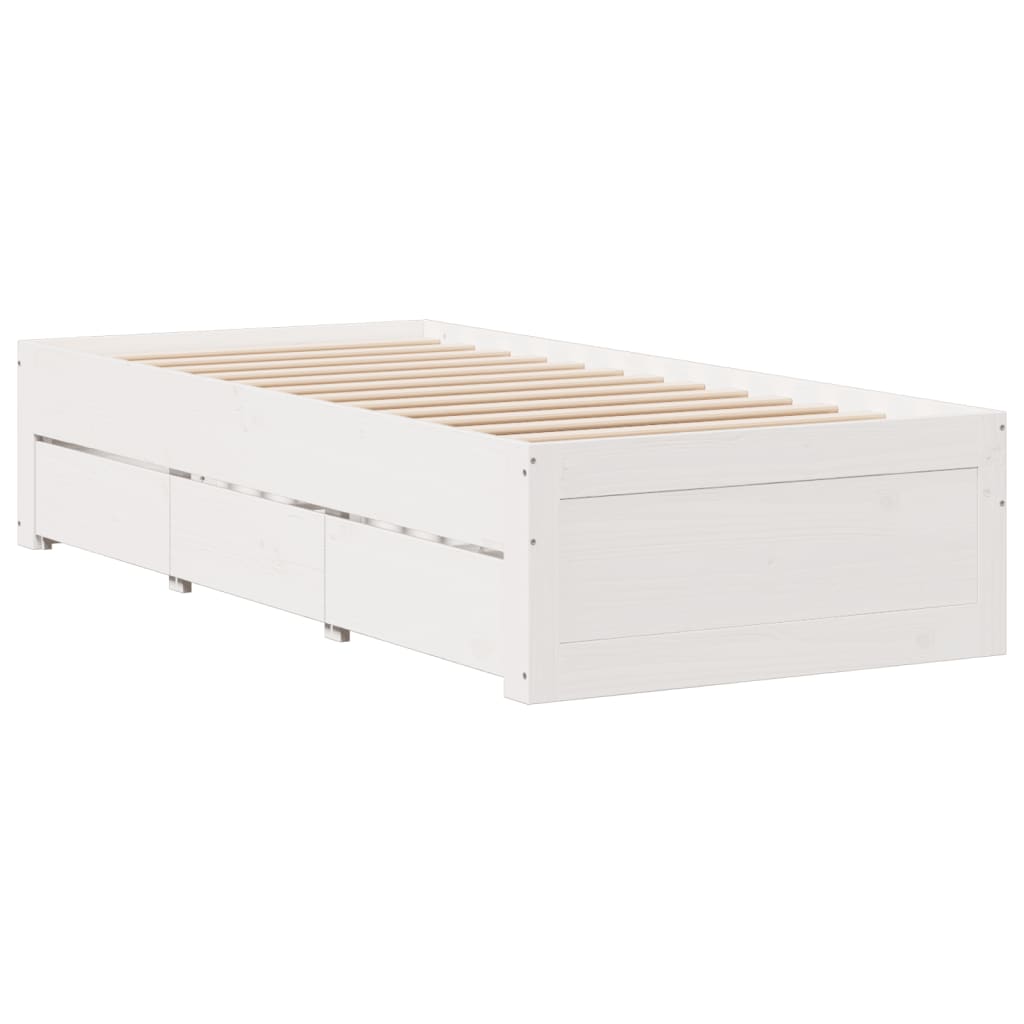 sengeramme m. skuffer 90x190 cm uden madras massivt fyr hvid