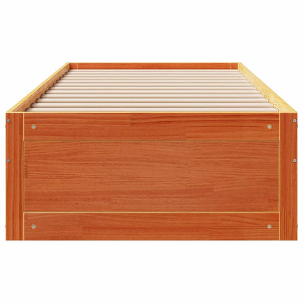 sengeramme m. skuffer 90x190 cm uden madras massivt fyr brun