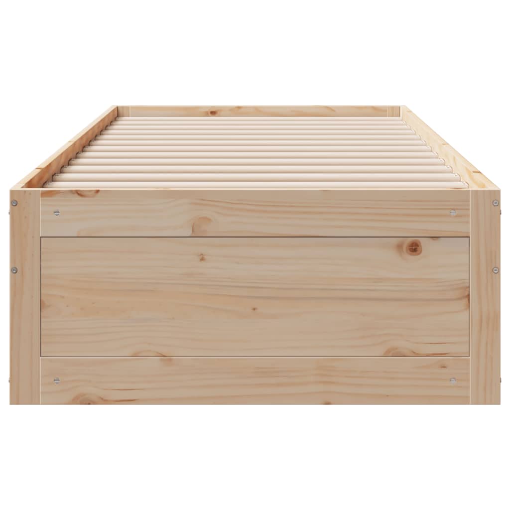 sengeramme uden madras med skuffer 75x190 cm massivt fyrretræ