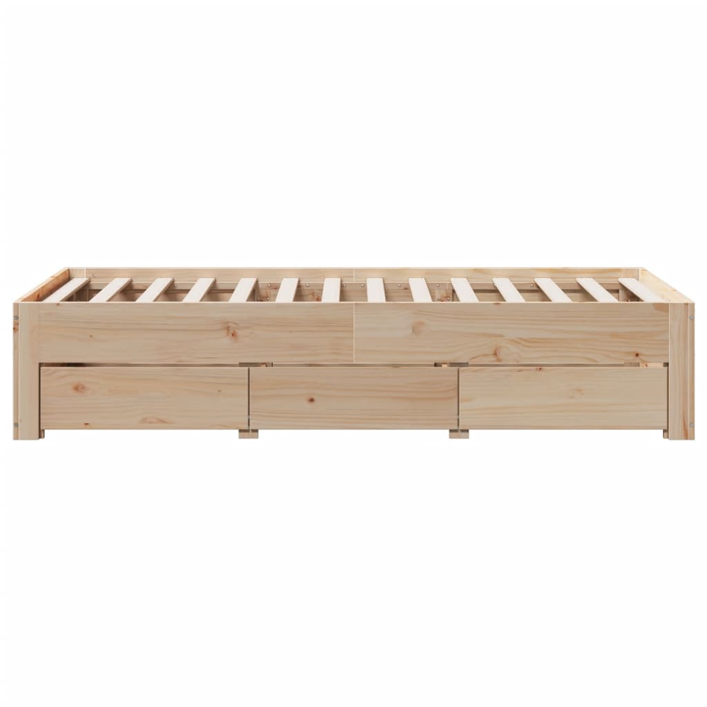 sengeramme uden madras med skuffer 75x190 cm massivt fyrretræ