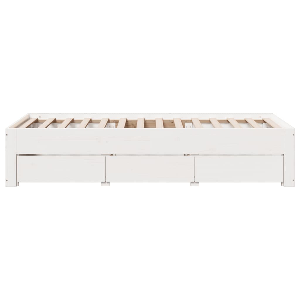 sengeramme m. skuffer 75x190 cm uden madras massivt fyr hvid