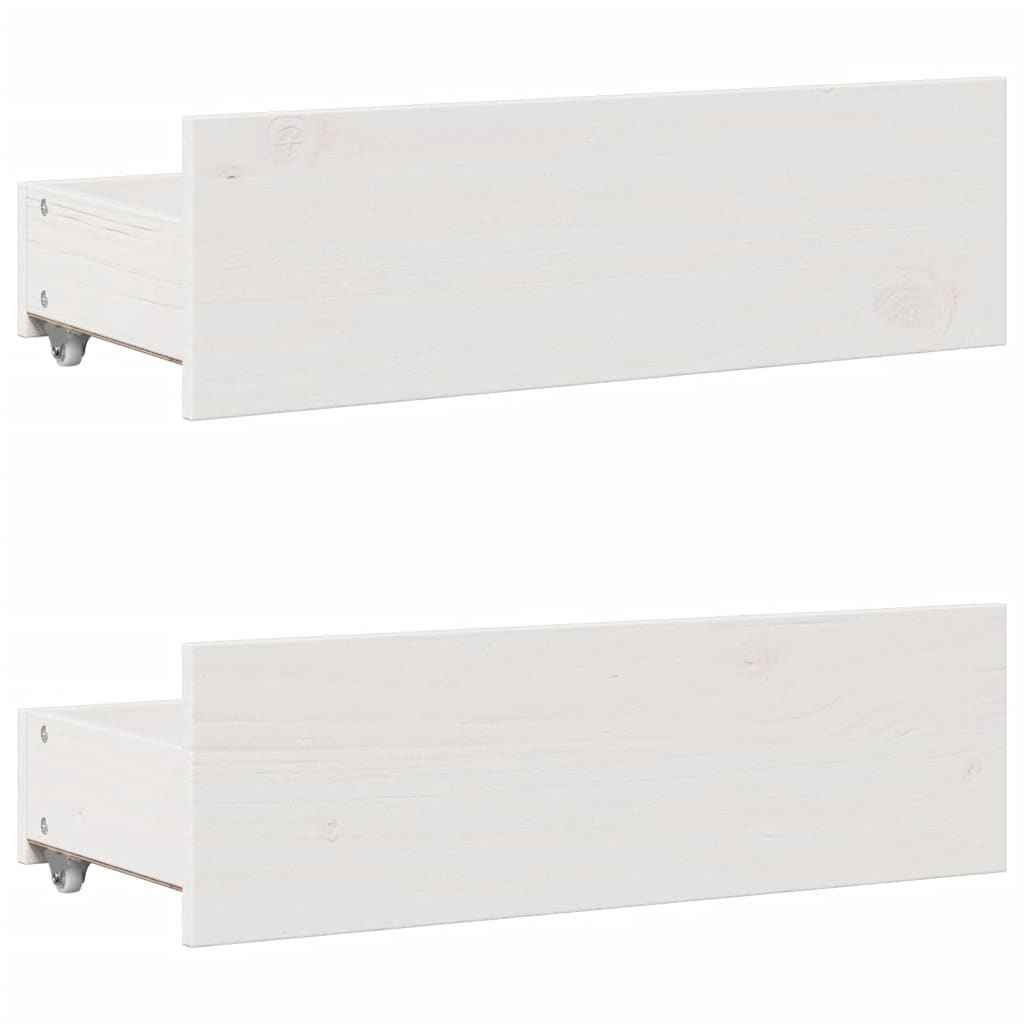 sengeramme m. skuffer 75x190 cm uden madras massivt fyr hvid