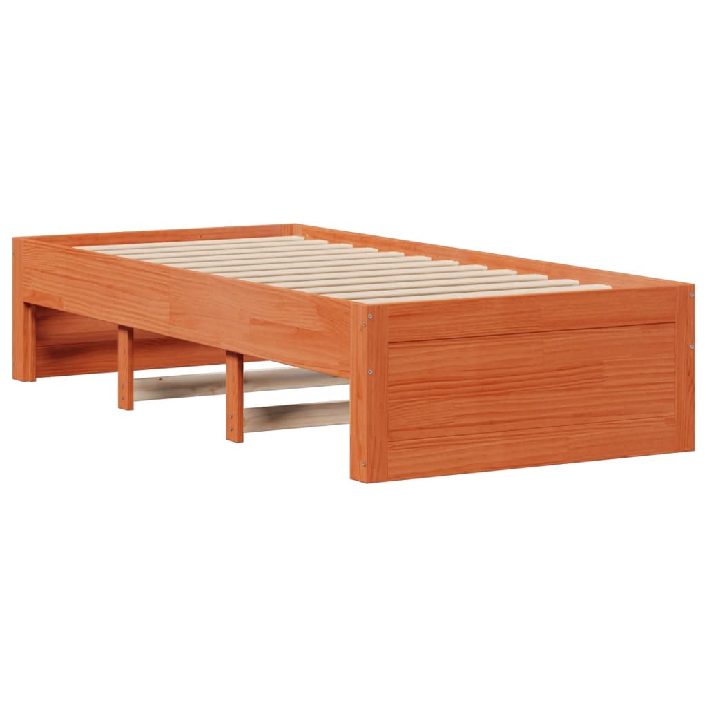 sengeramme m. skuffer 75x190 cm uden madras massivt fyr brun