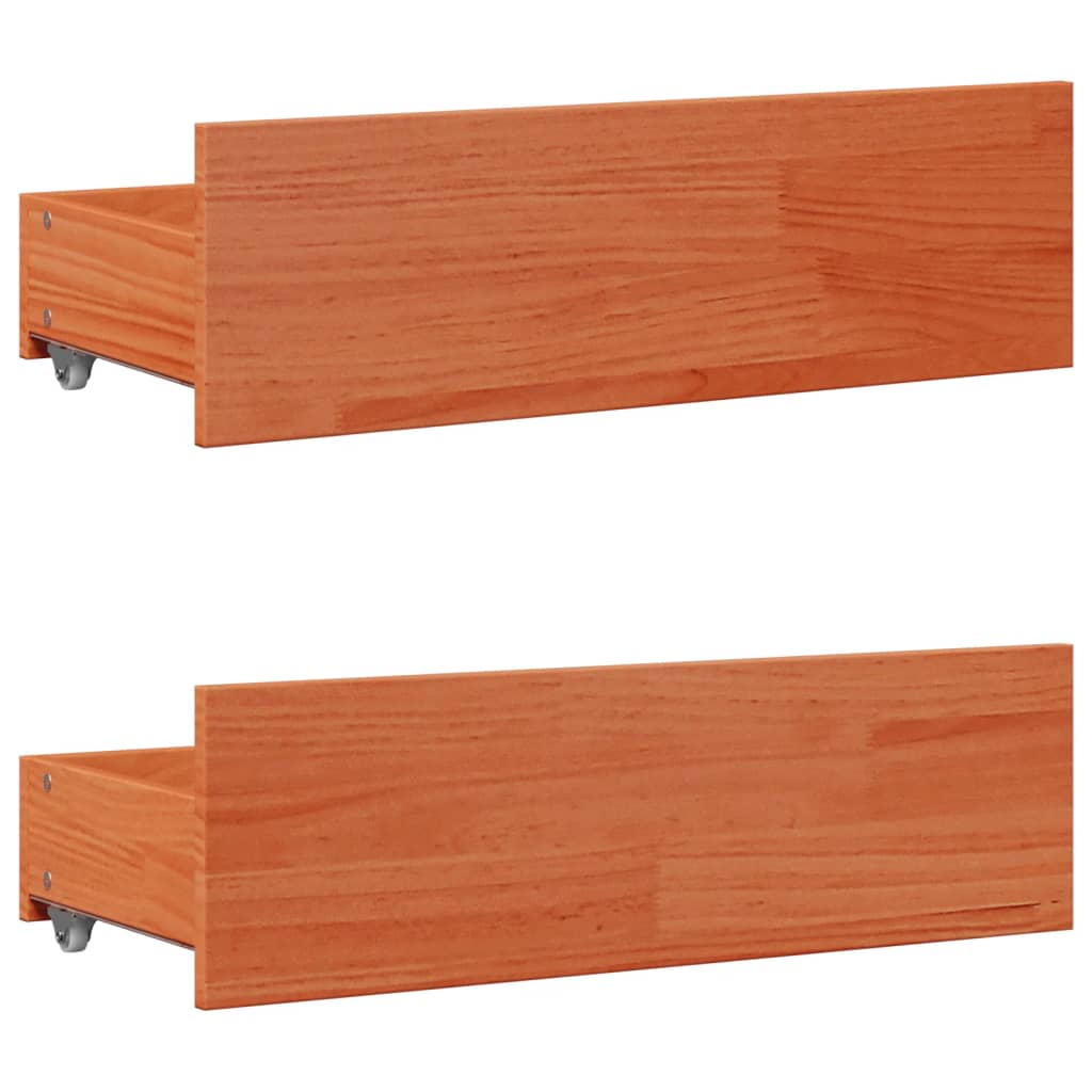 sengeramme m. skuffer 75x190 cm uden madras massivt fyr brun