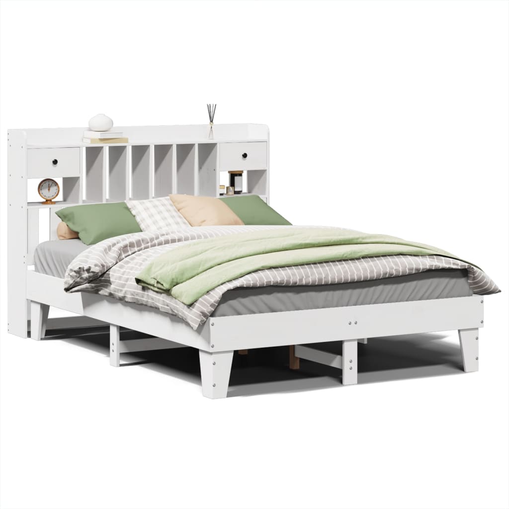 sengeramme uden madras 160x200 cm massivt fyrretræ hvid