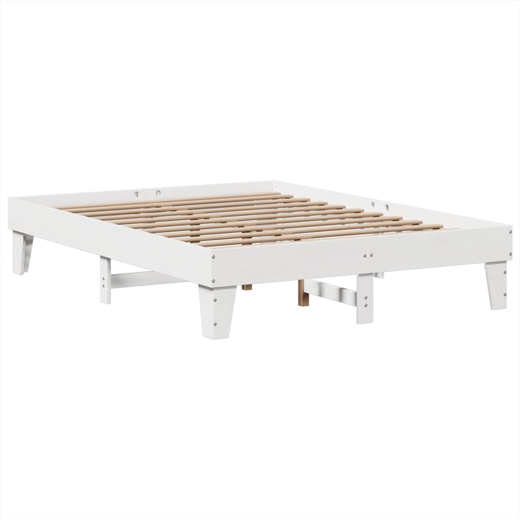 sengeramme uden madras 160x200 cm massivt fyrretræ hvid