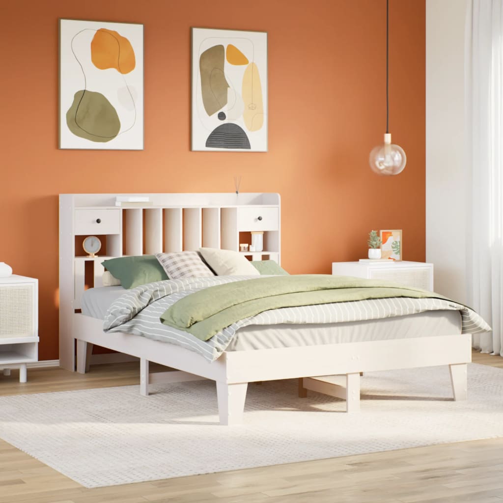sengeramme uden madras 160x200 cm massivt fyrretræ hvid