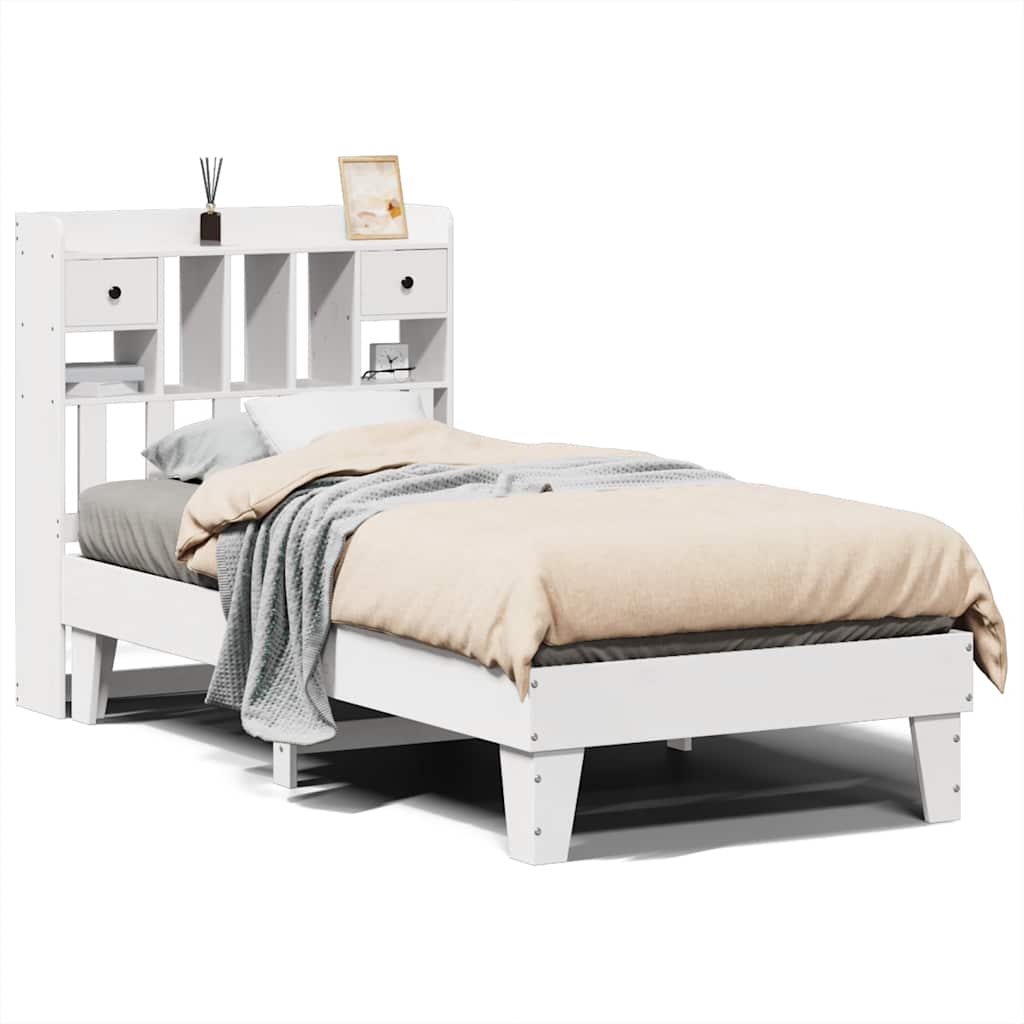 sengeramme uden madras 90x200 cm massivt fyrretræ hvid