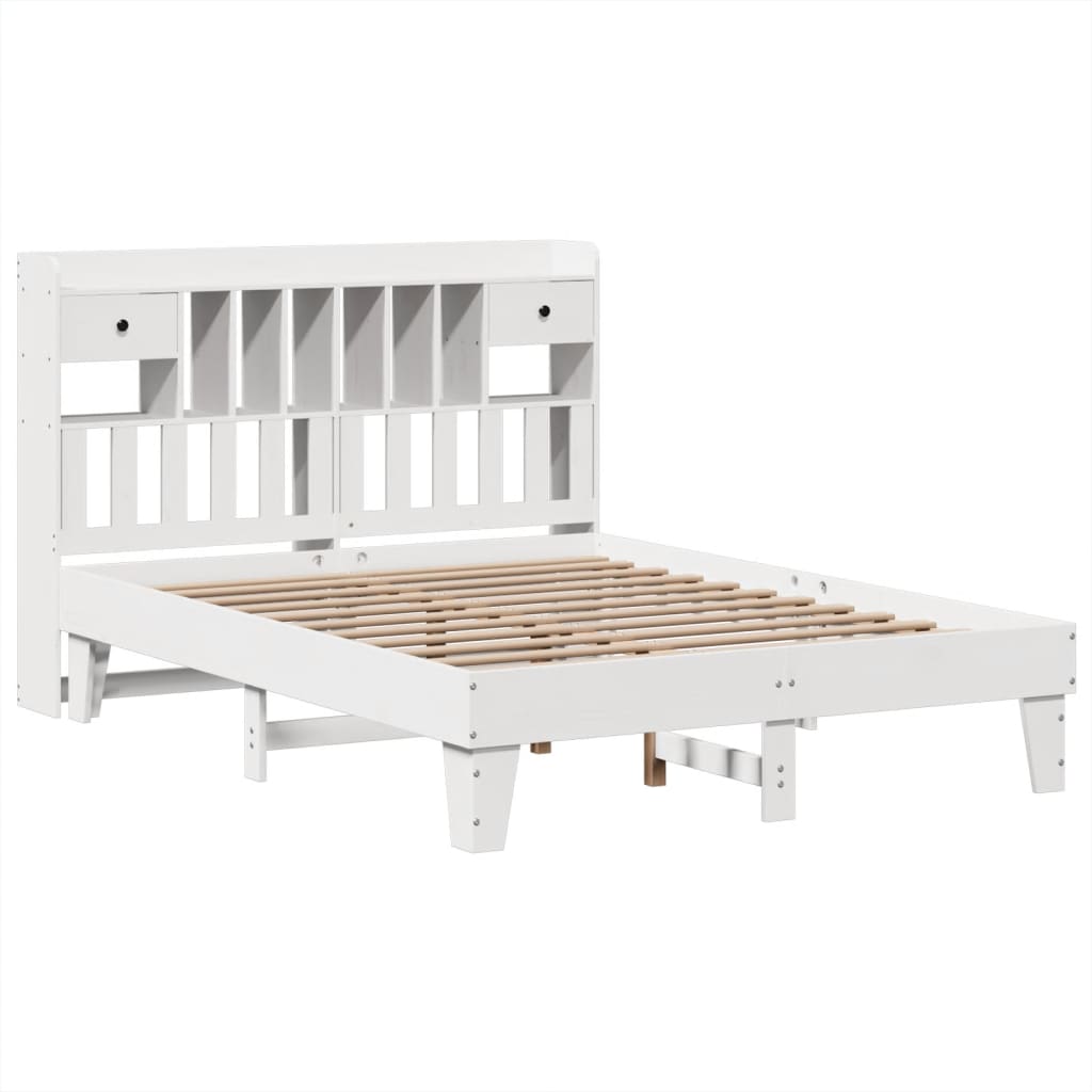 sengeramme uden madras 140x190 cm massivt fyrretræ hvid