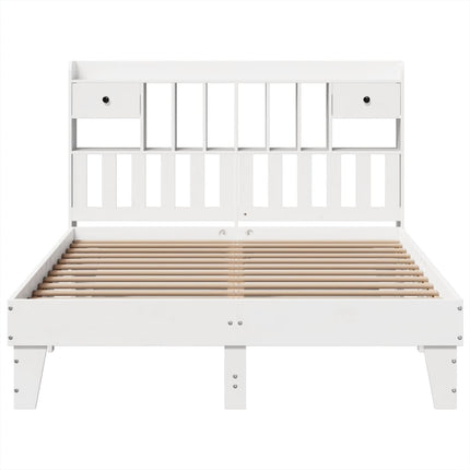 sengeramme uden madras 140x190 cm massivt fyrretræ hvid