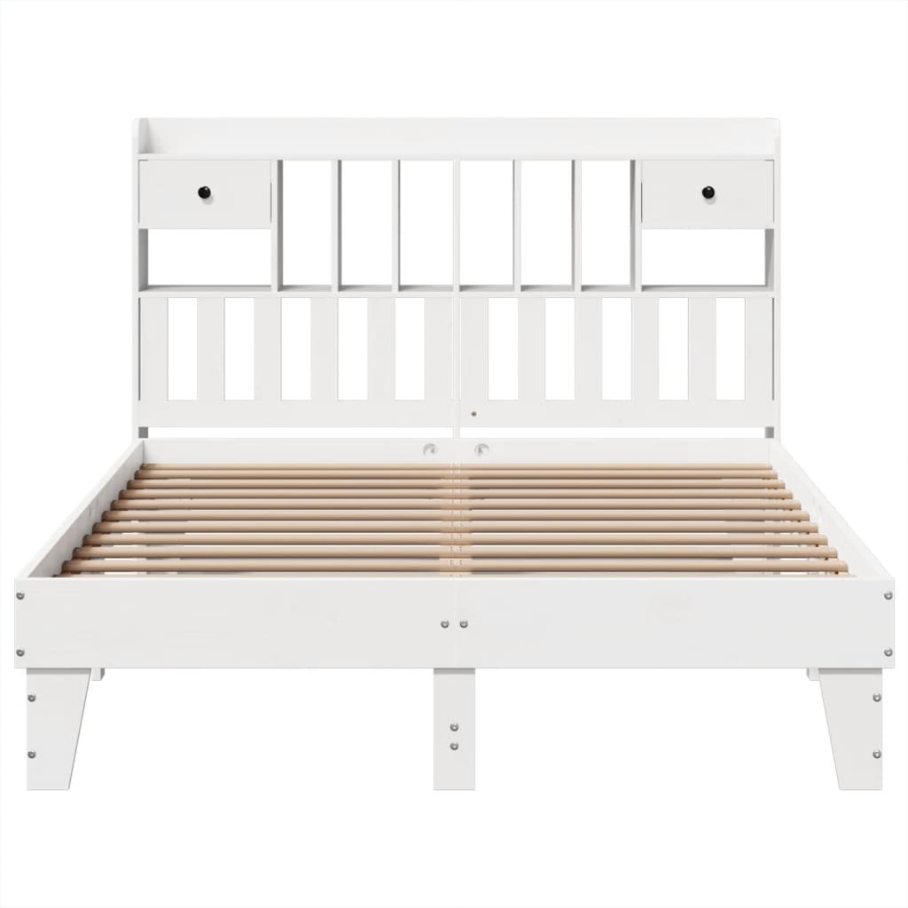 sengeramme uden madras 140x190 cm massivt fyrretræ hvid