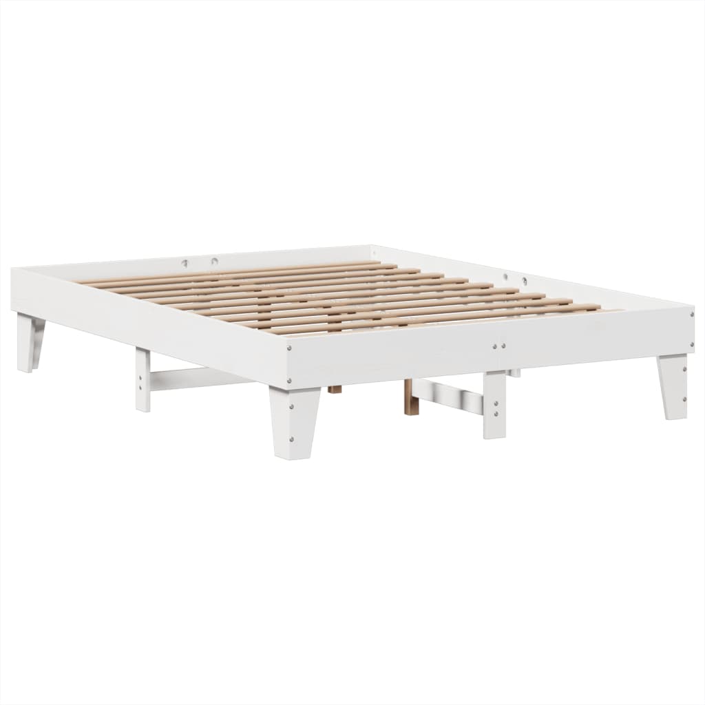 sengeramme uden madras 140x190 cm massivt fyrretræ hvid