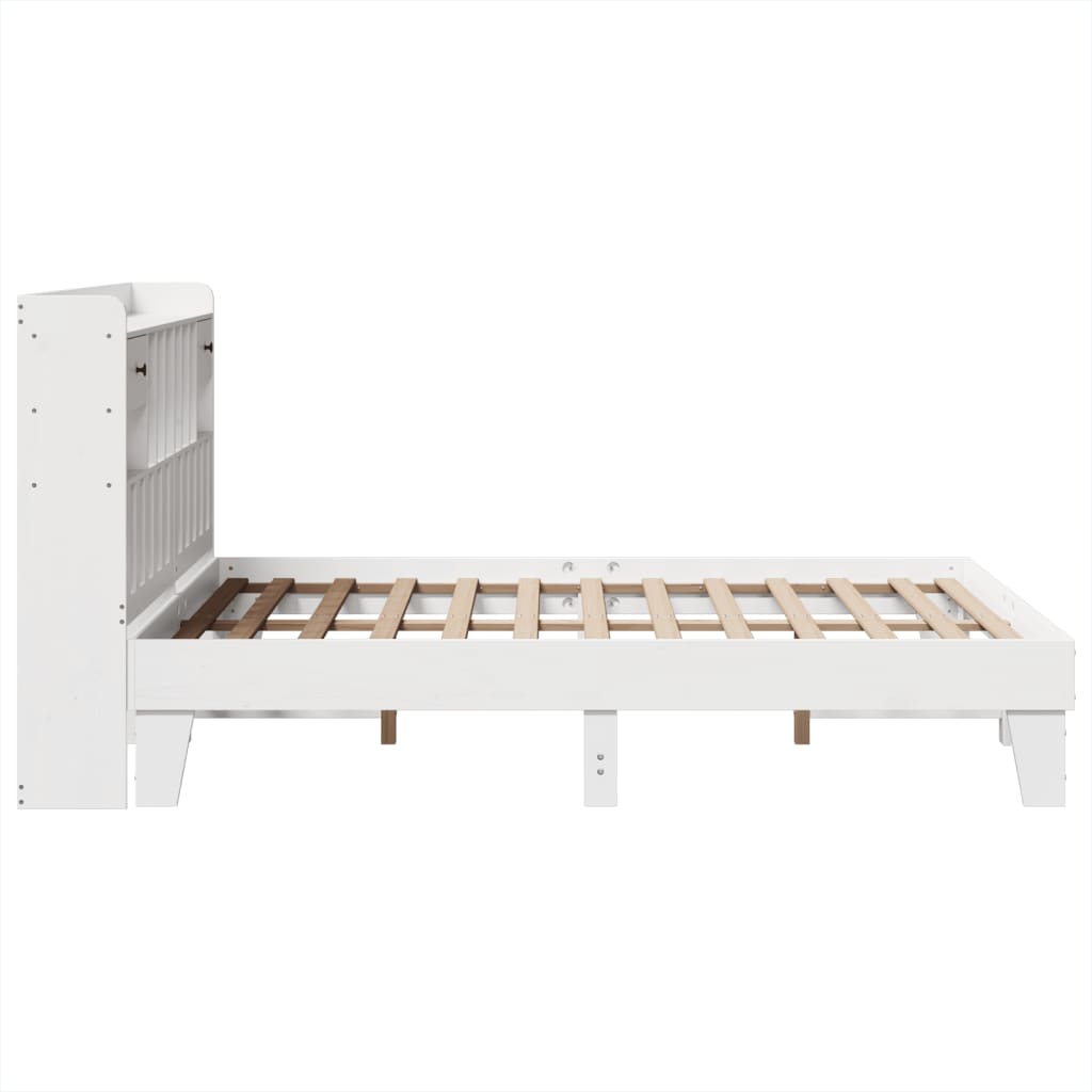sengeramme uden madras 140x190 cm massivt fyrretræ hvid