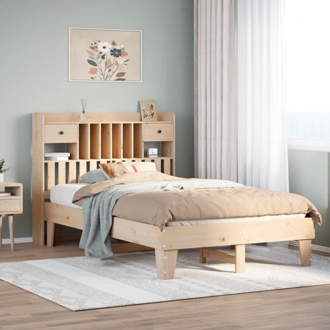 sengeramme uden madras 135x190 cm massivt fyrretræ hvid