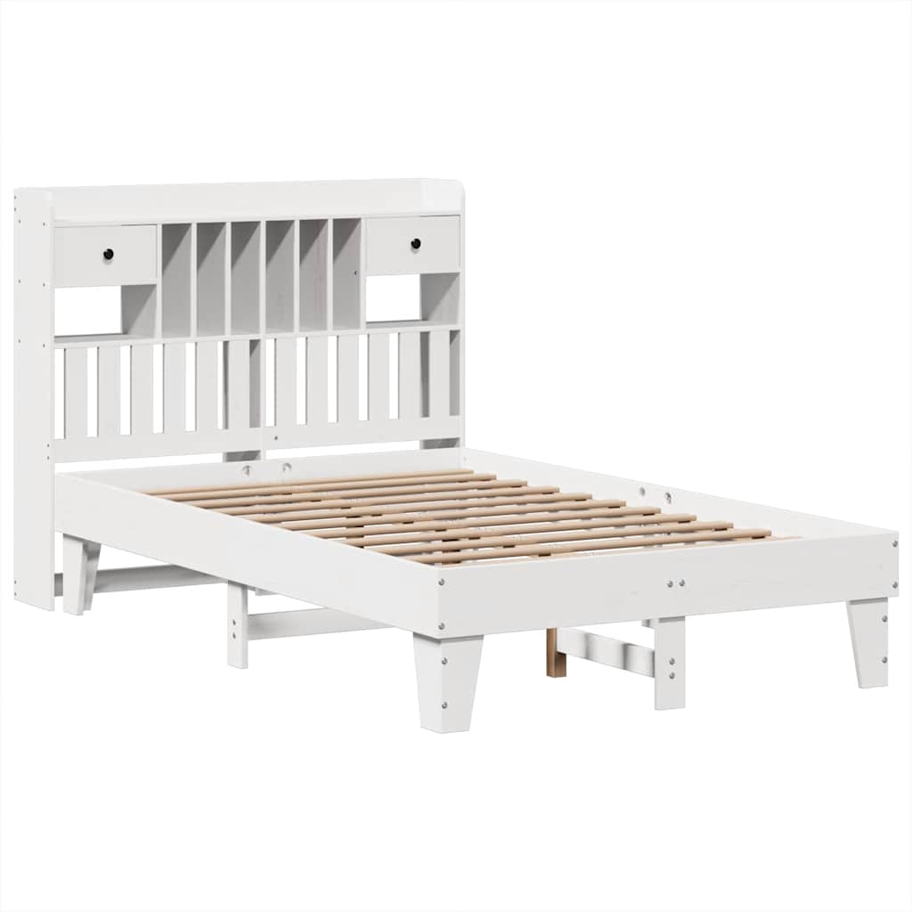 sengeramme uden madras 135x190 cm massivt fyrretræ hvid