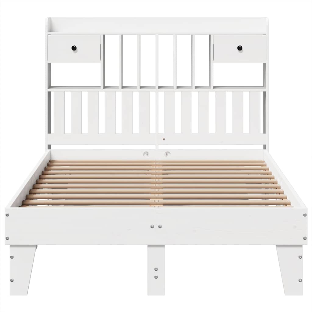 sengeramme uden madras 135x190 cm massivt fyrretræ hvid