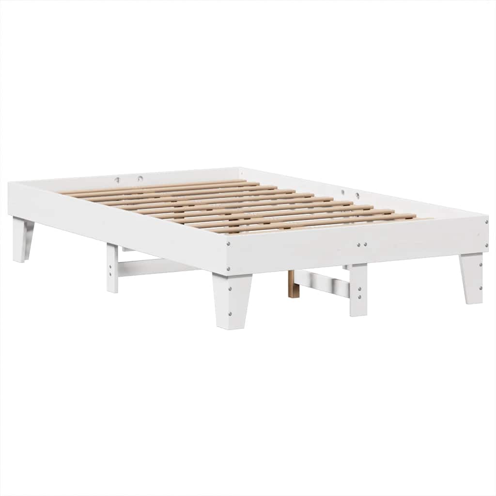 sengeramme uden madras 135x190 cm massivt fyrretræ hvid