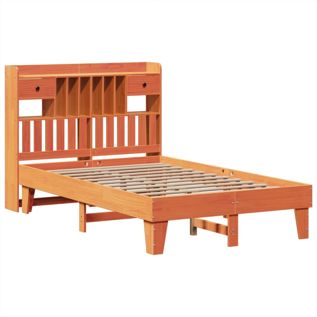sengeramme uden madras 135x190 cm massivt fyrretræ brun
