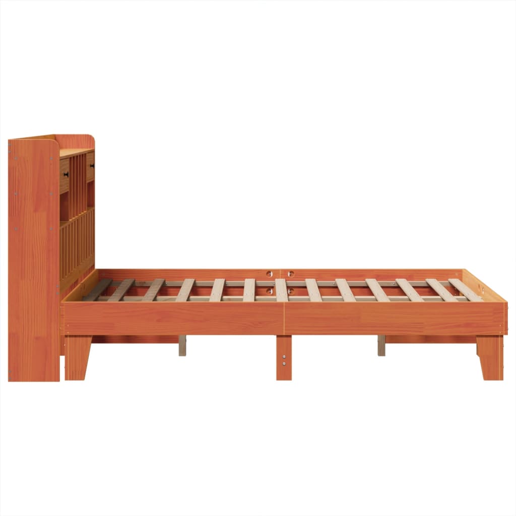 sengeramme uden madras 135x190 cm massivt fyrretræ brun