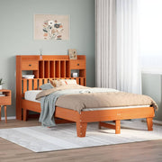 sengeramme uden madras 135x190 cm massivt fyrretræ brun