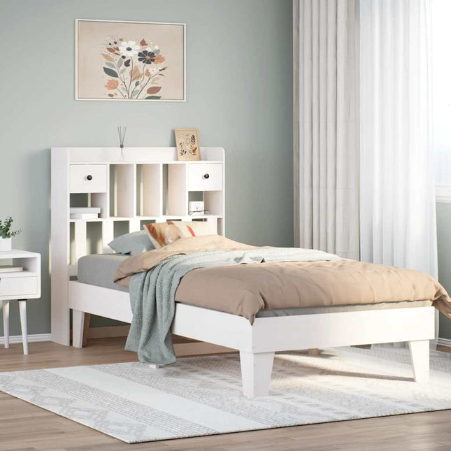 sengeramme uden madras 75x190 cm massivt fyrretræ hvid