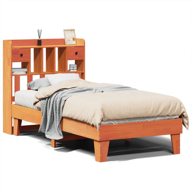 sengeramme uden madras 75x190 cm massivt fyrretræ gyldenbrun