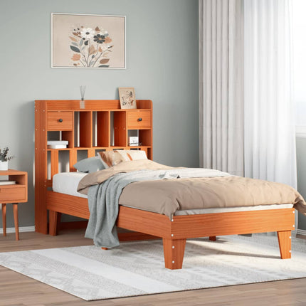 sengeramme uden madras 75x190 cm massivt fyrretræ gyldenbrun